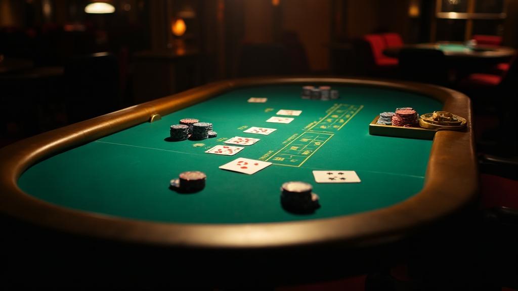Meja poker dalam talian Texas Hold'em dengan kad dan cip kasino profesional