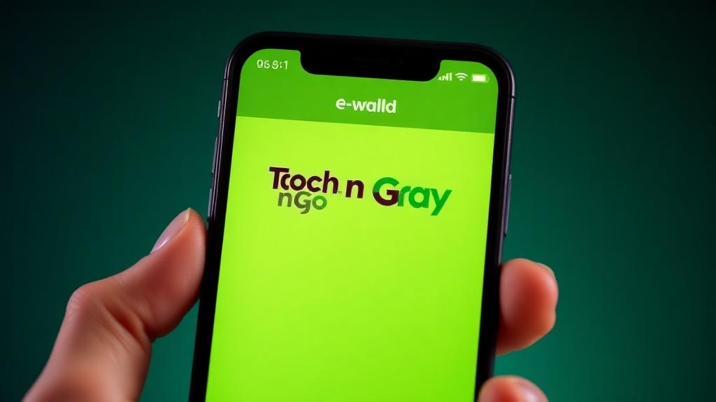 Telefon pintar menunjukkan pembayaran e-wallet untuk kasino online Malaysia