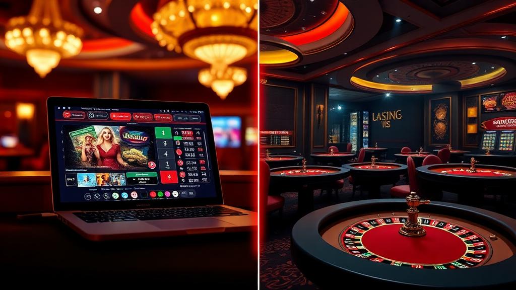 Perbandingan kasino online di komputer riba dan kasino darat fizikal