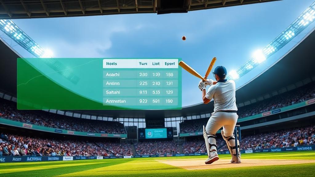 Perlawanan kriket di stadium dengan paparan odds pertaruhan