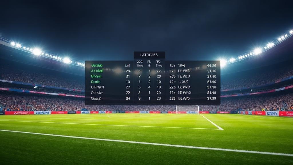 Perlawanan bola sepak malam dengan paparan odds pertaruhan live