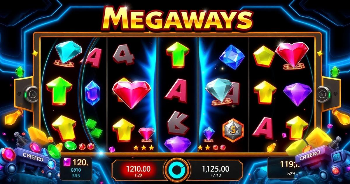 Slot Megaways dengan reel berkembang dan simbol cascading