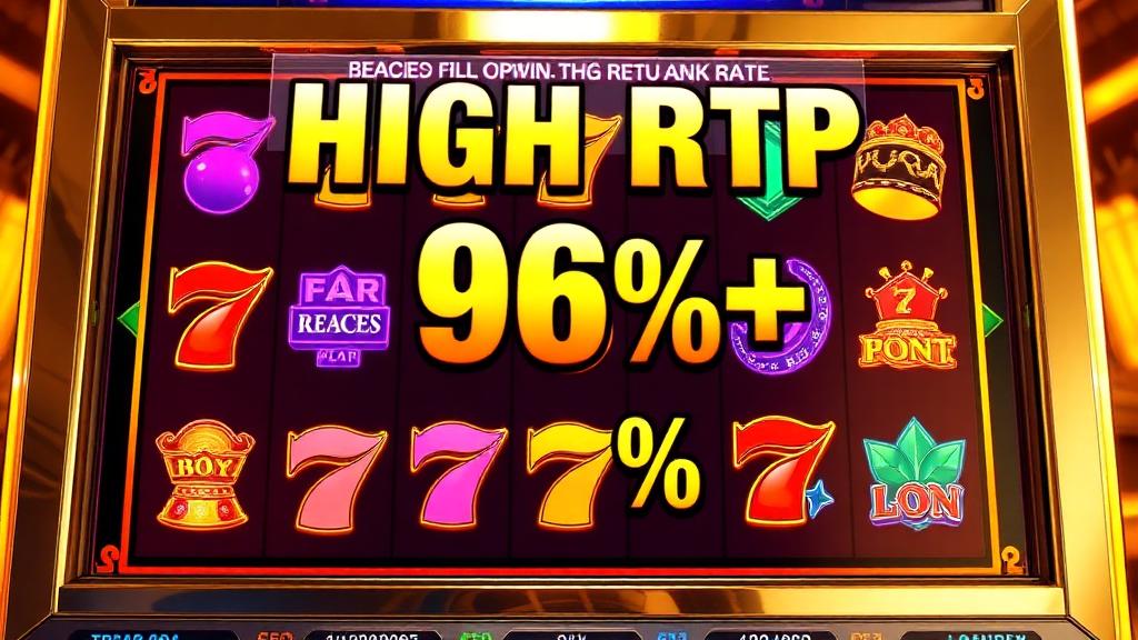 Mesin slot RTP tinggi 96% ke atas dengan simbol kemenangan emas