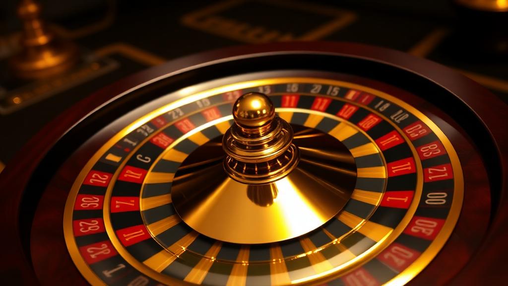 Roda roulette online berputar dengan bola emas di MegaCasinoWorld